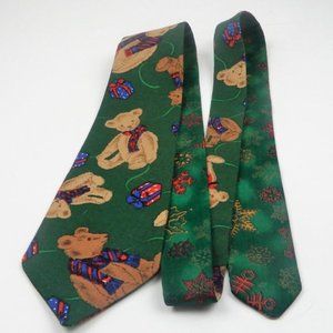 Handmade Reversible Christmas Men's Tie Bears